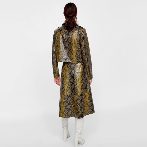 NWT Zara faux leather python snake biker jacket - Picture 4 of 9